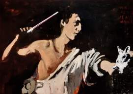 Illusionist [based on Caravaggio] 100x140 cm, oil on canvas, 2019. ABSENCE.