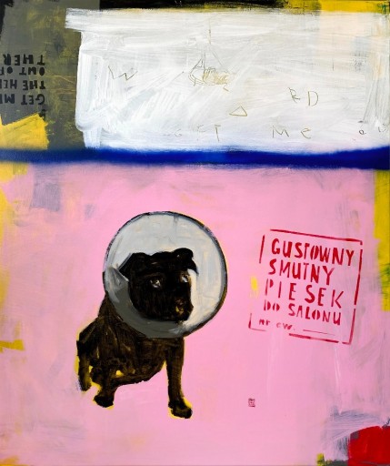 Gustowny smutny piesek do salonu | The tasteful sad puppy for the living room  | 2024 | 130 x 110 cm
oil and acrylic on canvas | olej i akryl na płótnie 