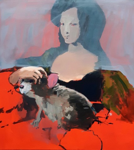 Lady with sweete | Dama z pupilem | 2019
90 x 80 cm | oil on canvas | olej na płótnie 